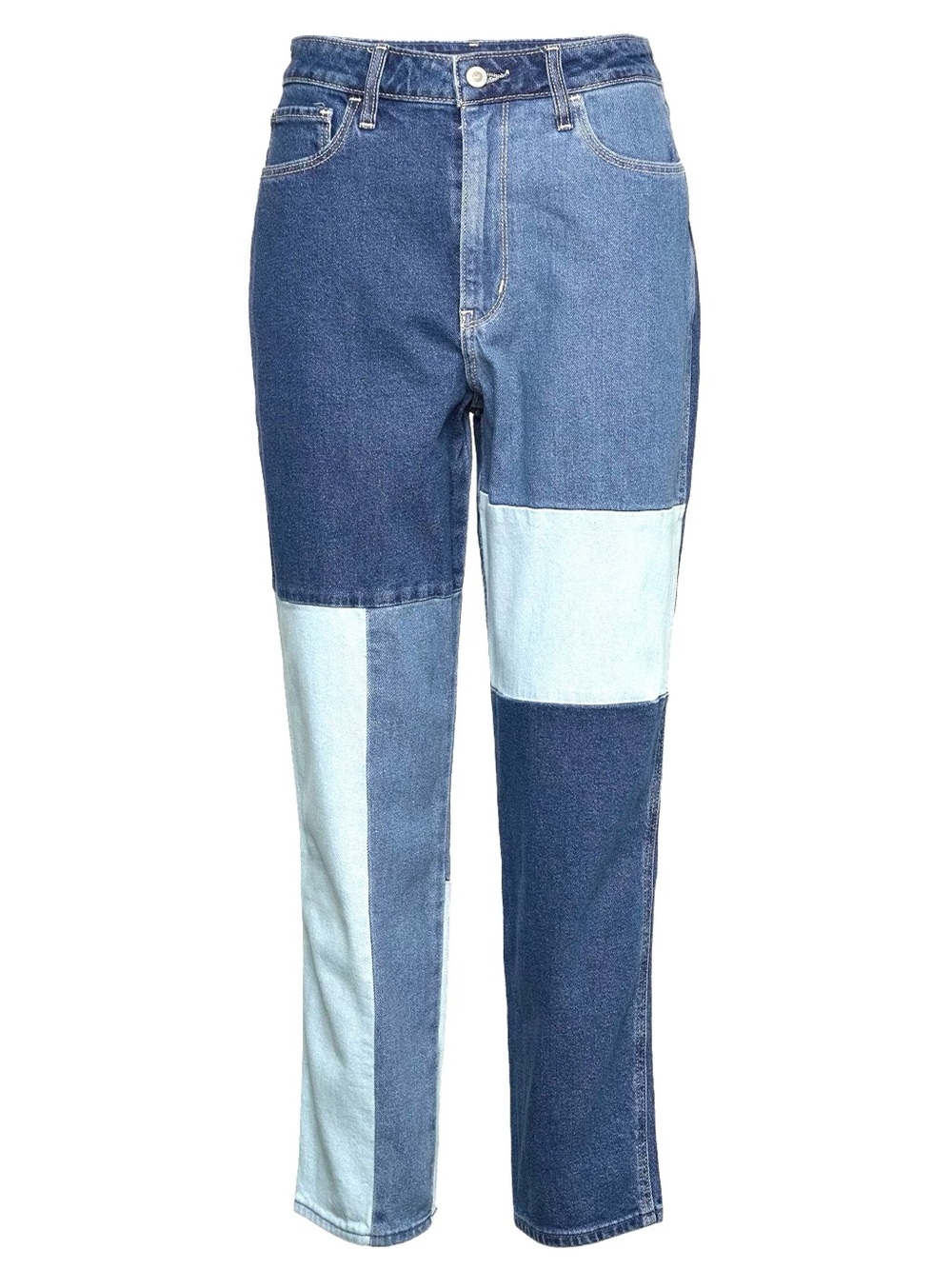 Women's Ultra High-Rise Mom Jeans Patchwork Denim